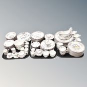 Three trays of Wedgwood Kutani Crane bone china dinner,