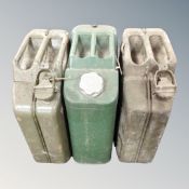Three 20 litre jerry cans