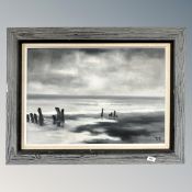 Continental School : High tide, oil on canvas, initialed 'PF', 65 cm x 45 cm.