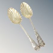 Two nice quality silver-gilt engraved spoons, one Victorian,