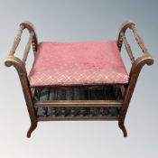 An Edwardian adjustable piano stool