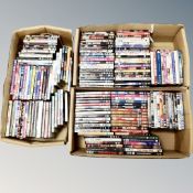 Three boxes of approximately 150 DVD's