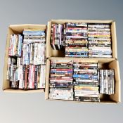 Three boxes of approximately 150 DVD's