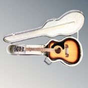 A German Framus acoustic guitar in fitted case, model 51796, serial number 19044.