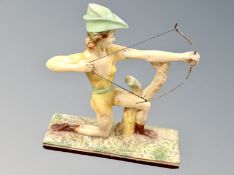 A 1930's chalk figure of a female archer kneeling