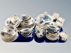 Two trays of 50 pieces of Masons Fruit Basket tea and dinner ware