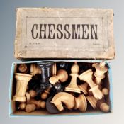 A boxed set of Chess Man chess pieces by W. P. & S.