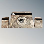 A three piece Art Deco clock set
