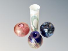 Four pieces of Isle of Wight Studio glass inc.