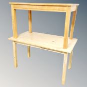 Two pine kitchen tables