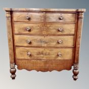 A Victorian mahogany bow fronted five drawer chest