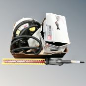 A box of Earlex and performance wall paper strippers together with an expand-it hedge trimmer