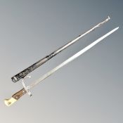 A French M1822 bayonet in scabbard