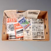 A box of mid century sporting scrap albums together with five programmes,