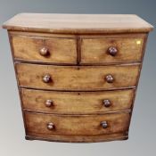 A Victorian mahogany bow fronted five drawer chest