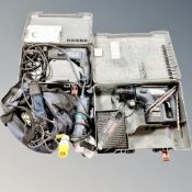 A box of Bosch Gbh 24 VFR hammer drill with batter and charger in case,