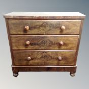 A Victorian mahogany three drawer chest