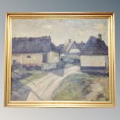 John Britze : Study with road and building, oil on canvas,