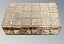 A 19th century Spanish steel-bound strong box, dated 1863 to inner rim,