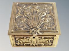 An ornate cast brass trinket box,