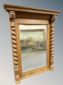A Continental oak barley twist mirror 80 cm x 100 cm