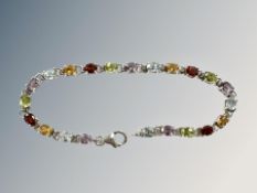 A silver stone set bracelet