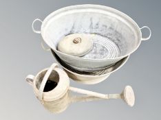 Two galvanised metal wash tubs,