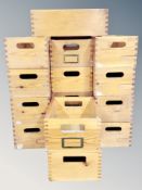 Fifteen pine drawers/caddies