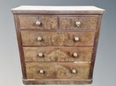 A Victorian mahogany five drawer chest