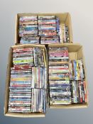Three boxes of approximately 150 DVD's