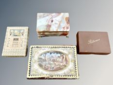 An onyx trinket box, cased Patience game,