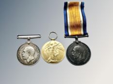 A WWI medal pair comprising British War Medala and Victory Medal named to T.Z. 11733 W. J. RAWSON P.