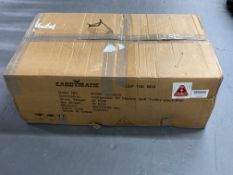 A Caddymatic V2 electric golf trolley, black/blue,