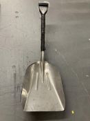 Two metal scoop shovels.