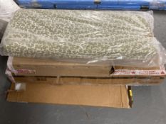 A small quantity of flat packed item parts, dark wood console table, shelf,