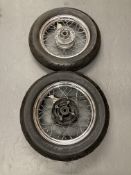 Two wire spoke wheels with AV72 150/80R16 cobra tyres.