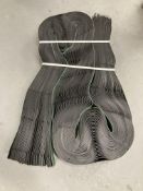 A large quantity of damp proof course membrane together with a wooden crate containing rubber tiles