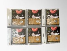 The Royal Mint : Six UK 50 p 2017 coins - The Pursuit of Truth - Sir Isaac Newton, all the same,