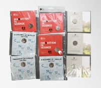 The Royal Mint : Three UK 50 p 2020 Coins - Innovation in Science - DNA Helix Discovery,