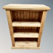 A pine open bookcase,