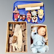 A box of wooden blocks,