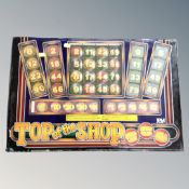 A glass fruit machine panel