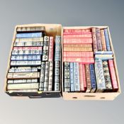 Two boxes of Reader's Digest and other leather bound volumes