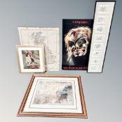 A group of prints : map of British isles, The Dickens Museum London,