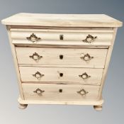 A 19th century pine chest of four drawers,