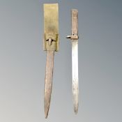 A British bayonet in scabbard with canvas frog