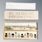 A boxed set of French miniature perfumes 