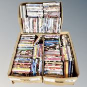 Three boxes of approximately 150 DVDs,