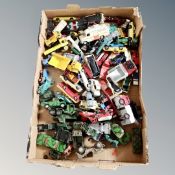 A box of 20th century die cast vehicles : Dinky, Bat mobile,