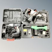 A Challon 18volt electric chain saw and a Sealey 24 volt impact wrench, both part cased,